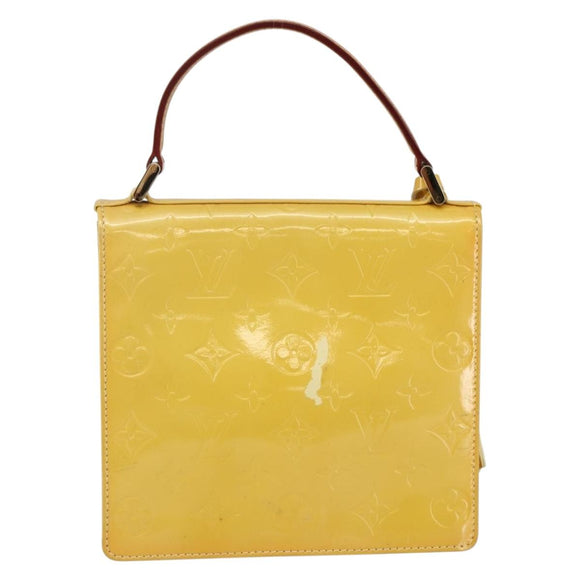 LOUIS VUITTON Monogram Vernis Spring Street Bag Lime Yellow M91068 Auth 145004