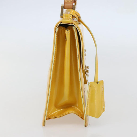 LOUIS VUITTON Monogram Vernis Spring Street Bag Lime Yellow M91068 Auth 145004