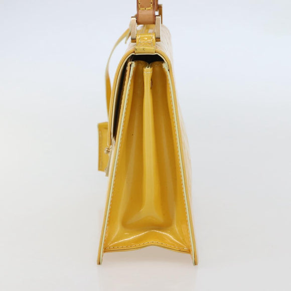 LOUIS VUITTON Monogram Vernis Spring Street Bag Lime Yellow M91068 Auth 145004