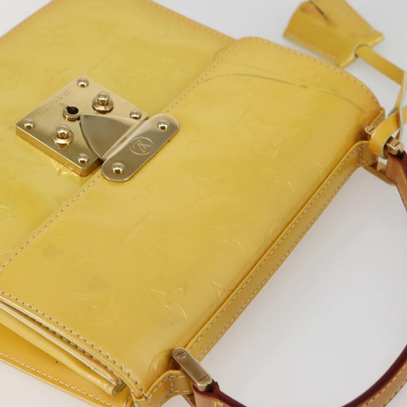 LOUIS VUITTON Monogram Vernis Spring Street Bag Lime Yellow M91068 Auth 145004