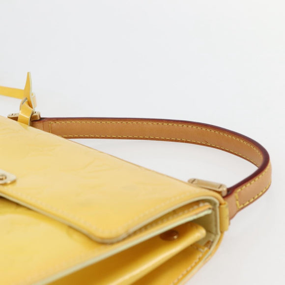 LOUIS VUITTON Monogram Vernis Spring Street Bag Lime Yellow M91068 Auth 145004