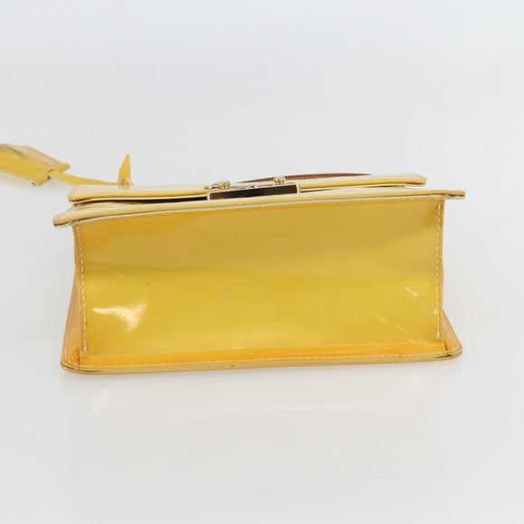 LOUIS VUITTON Monogram Vernis Spring Street Bag Lime Yellow M91068 Auth 145004