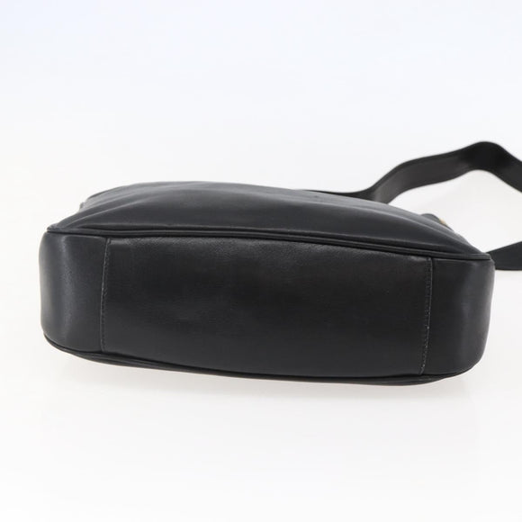 GUCCI Bamboo Shoulder Bag Leather 2way Black Gold 001 1705 1638 Auth 145008