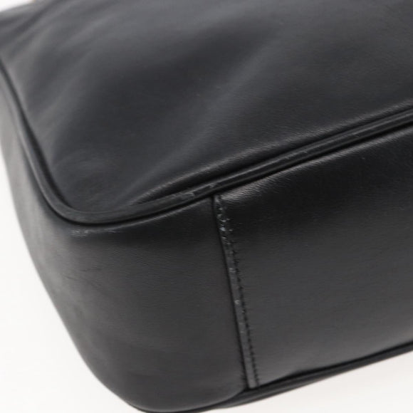 GUCCI Bamboo Shoulder Bag Leather 2way Black Gold 001 1705 1638 Auth 145008