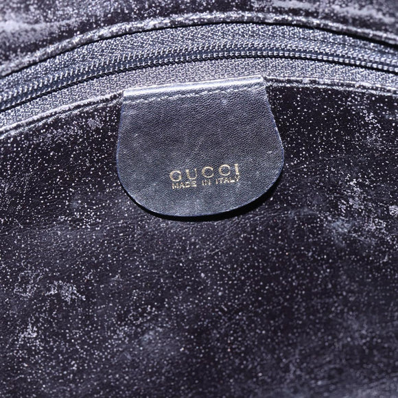 GUCCI Bamboo Shoulder Bag Leather 2way Black Gold 001 1705 1638 Auth 145008