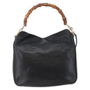 GUCCI Bamboo Shoulder Bag Leather 2way Black Gold 001 1705 1638 Auth 145008-2