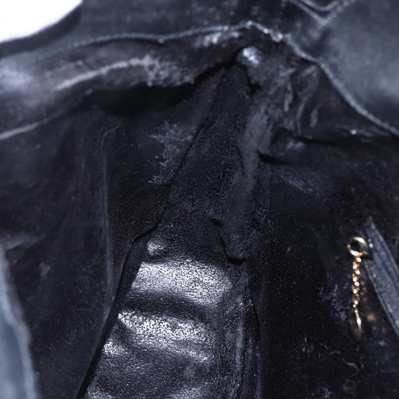 GUCCI Bamboo Shoulder Bag Leather 2way Black Gold 001 1705 1638 Auth 145008