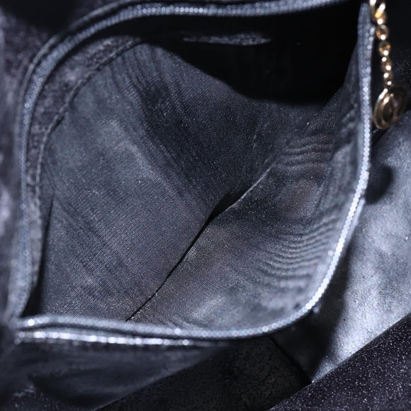 GUCCI Bamboo Shoulder Bag Leather 2way Black Gold 001 1705 1638 Auth 145008