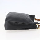 GUCCI Bamboo Shoulder Bag Leather 2way Black Gold 001 1705 1638 Auth 145008-5