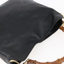 GUCCI Bamboo Shoulder Bag Leather 2way Black Gold 001 1705 1638 Auth 145008-6
