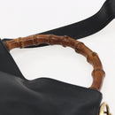 GUCCI Bamboo Shoulder Bag Leather 2way Black Gold 001 1705 1638 Auth 145008-8
