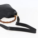 GUCCI Bamboo Shoulder Bag Leather 2way Black Gold 001 1705 1638 Auth 145008-9