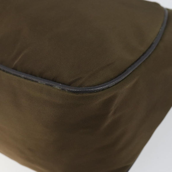 PRADA Shoulder Bag Nylon Khaki Silver Auth 145010