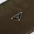 PRADA Shoulder Bag Nylon Khaki Silver Auth 145010-14