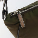 PRADA Shoulder Bag Nylon Khaki Silver Auth 145010-15