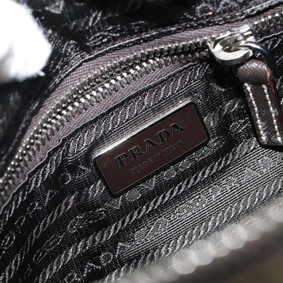 PRADA Shoulder Bag Nylon Khaki Silver Auth 145010