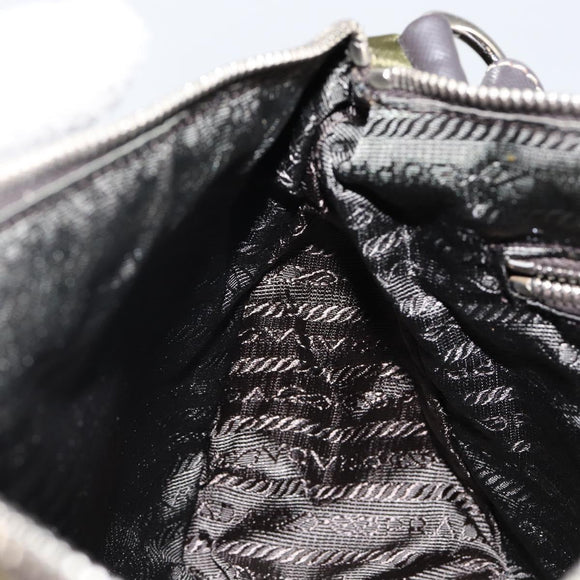 PRADA Shoulder Bag Nylon Khaki Silver Auth 145010