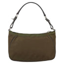 PRADA Shoulder Bag Nylon Khaki Silver Auth 145010-3