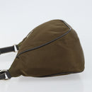 PRADA Shoulder Bag Nylon Khaki Silver Auth 145010-5