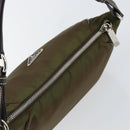 PRADA Shoulder Bag Nylon Khaki Silver Auth 145010-6