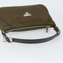 PRADA Shoulder Bag Nylon Khaki Silver Auth 145010-7