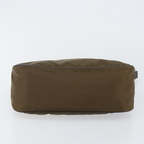 PRADA Shoulder Bag Nylon Khaki Silver Auth 145010