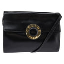 CELINE Circle Shoulder Bag Leather Black Gold Auth 145014-1