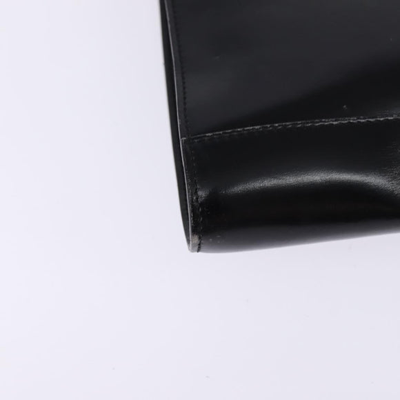 CELINE Circle Shoulder Bag Leather Black Gold Auth 145014