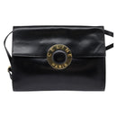 CELINE Circle Shoulder Bag Leather Black Gold Auth 145014-13