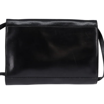 CELINE Circle Shoulder Bag Leather Black Gold Auth 145014 - 0