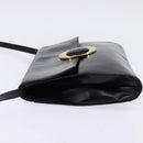CELINE Circle Shoulder Bag Leather Black Gold Auth 145014-3