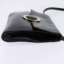 CELINE Circle Shoulder Bag Leather Black Gold Auth 145014-4