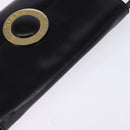 CELINE Circle Shoulder Bag Leather Black Gold Auth 145014-6