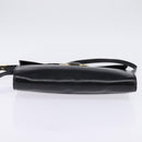 CELINE Circle Shoulder Bag Leather Black Gold Auth 145014-5