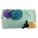 PRADA Clutch Bag Satin Green Gold Auth 145020-1