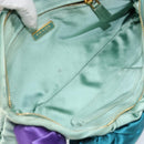 PRADA Clutch Bag Satin Green Gold Auth 145020-15
