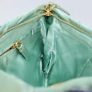 PRADA Clutch Bag Satin Green Gold Auth 145020-18