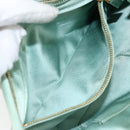 PRADA Clutch Bag Satin Green Gold Auth 145020-20