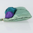 PRADA Clutch Bag Satin Green Gold Auth 145020-5