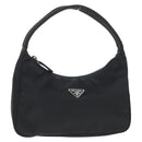 PRADA Hand Bag Nylon Black Silver Auth 145021V-1