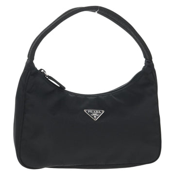 PRADA Hand Bag Nylon Black Silver Auth 145021V