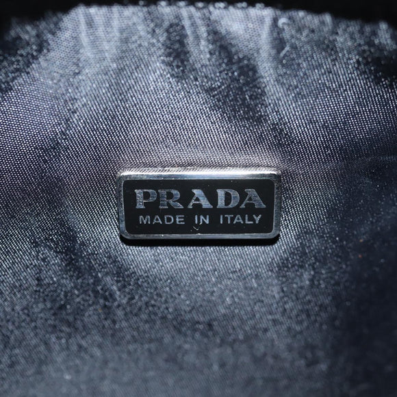PRADA Hand Bag Nylon Black Silver Auth 145021V