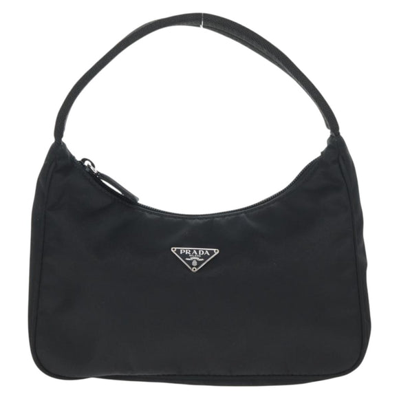PRADA Hand Bag Nylon Black Silver Auth 145021V