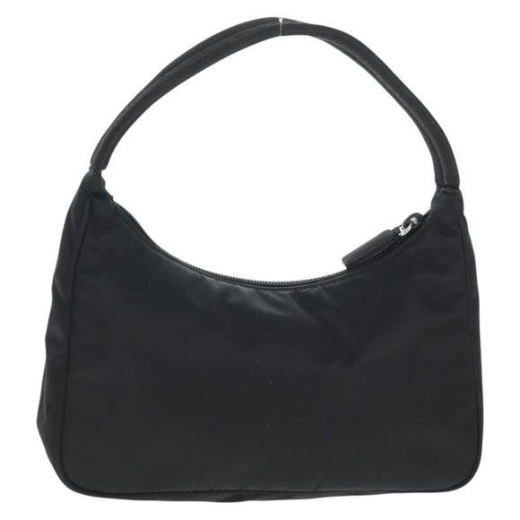PRADA Hand Bag Nylon Black Silver Auth 145021V