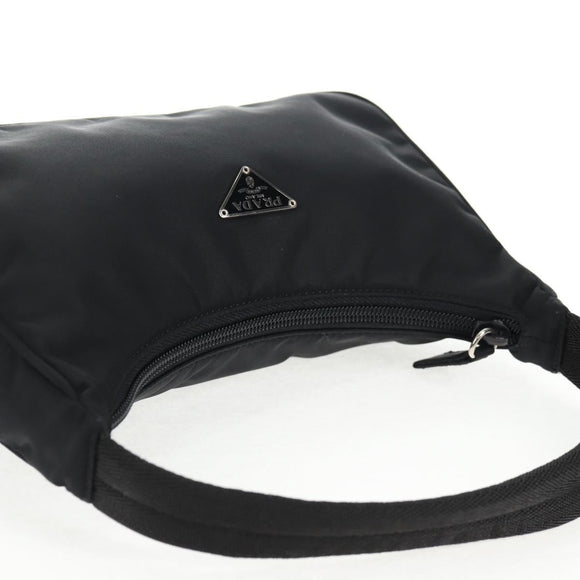 PRADA Hand Bag Nylon Black Silver Auth 145021V