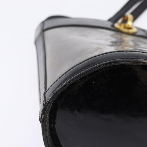 Salvatore Ferragamo Gancini Shoulder Bag Vinyl Black Gold Auth 145025