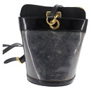 Salvatore Ferragamo Gancini Shoulder Bag Vinyl Black Gold Auth 145025-2