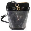 Salvatore Ferragamo Gancini Shoulder Bag Vinyl Black Gold Auth 145025-3