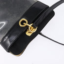Salvatore Ferragamo Gancini Shoulder Bag Vinyl Black Gold Auth 145025-6