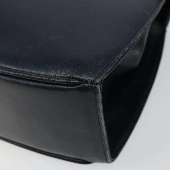 Salvatore Ferragamo Hand Bag Leather Navy Gold Auth 145028